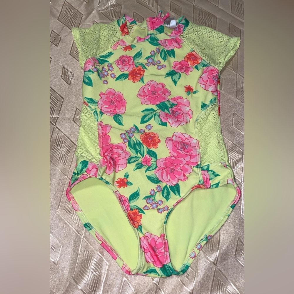 Art Class Floral Swimsuit with Pink and Green